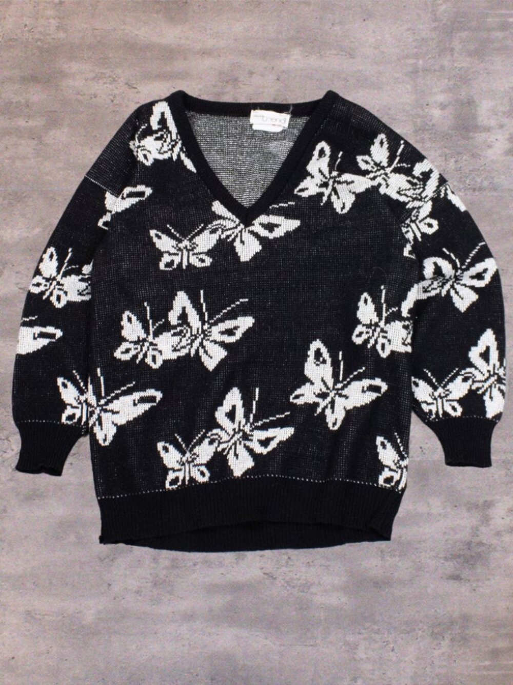 Vintage VTG 1990's 90's Thread Butterfly Neck Oversize Pull Over Sweater